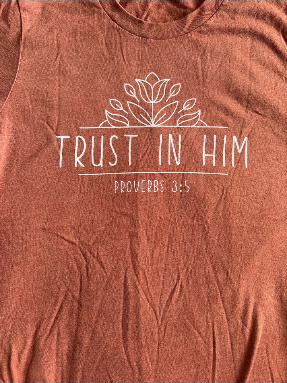 Trust In Him Graphic Womans Shirt - Rust